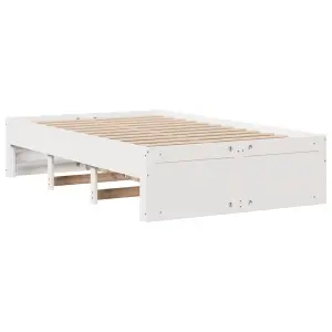 Berkfield Bed Frame without Mattress with Drawers White 120x200 cm Solid Wood Pine