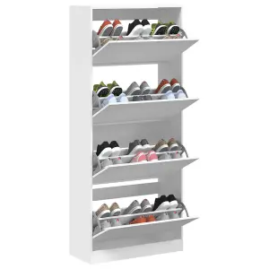 Berkfield Shoe Cabinet with 4 Flip-Drawers White 80x34x187.5 cm