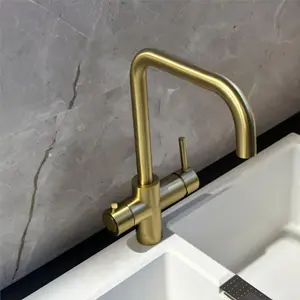 Liquida EBT311BR 3 In 1 Brushed Brass Kitchen Instant Boiling Hot Water Tap