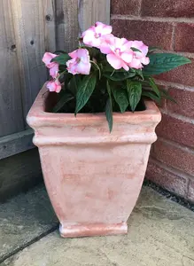 Primrose Terracotta Orange Tapered Outdoor Patio Garden Cube Planter 49cm