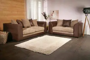 Chicago Jumbo Cord 3&2 Seater Sofa Set Brown-Coffee