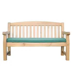 Zest Emily Wooden Garden Bench 3 Seater 5ft Seat Pad Outdoor Cushion Green