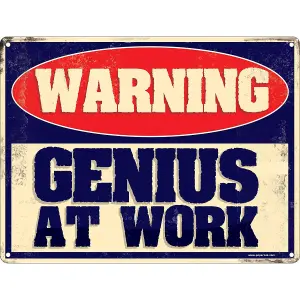 Grindstore Genius At Work Mini Tin Sign Multicoloured (One Size)