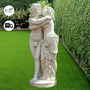 Large White Stone Kissing Lovers Statue