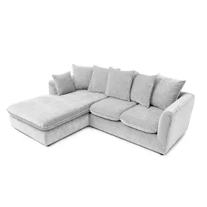 Lucas Water Repellent Velvet Chenille Left Facing Corner Sofa in Silver