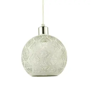 Modern Round Matte White Pendant Lighting Shade with Laser Cut Diamond Shapes