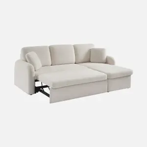 sweeek. 3-seater reversible corner sofa bed in boucle fabric Milano boucle White 220x83x85 cm