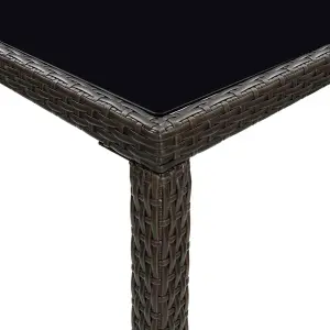 Berkfield Garden Bar Table Brown 130x60x110 cm Poly Rattan and Glass