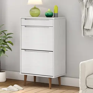 Berkfield Shoe Cabinet MOLDE White 59,5x35x103 cm Solid Wood Pine