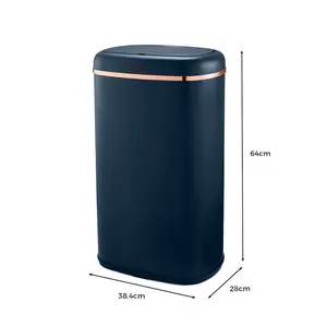 Cavaletto Steel Open Rubbish Bin - 58L Midnight Blue / Rose Gold