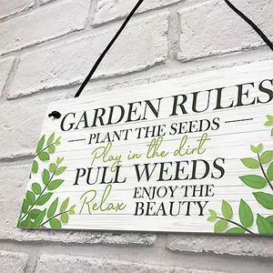 Garden Plaque Gift Summerhouse Decking Shed Sign Home Decor Rules Sign Gift