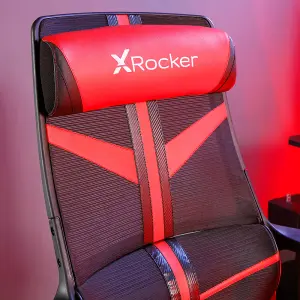 X-Rocker Helix PC Office Gaming Chair, Ergonomic Computer Desk Chair, Mesh Gaming Chair, Head Rest & Lumbar Support - RED