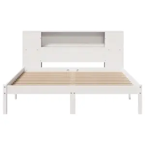 Berkfield Bookcase Bed without Mattress White 150x200 cm King Size Solid Wood Pine