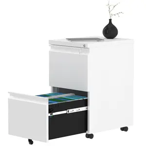 39cm Wide 2 -Drawer Mobile Steel File Cabinet White