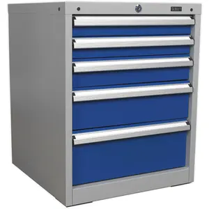 5 Drawer Industrial Cabinet - High Quality Lock - Heavy Duty Drawer Slides