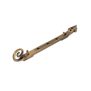 Dart Monkey Tail Brass Window Stay 10" (250mm) - Antique Brass