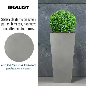 Set of 2 IDEALIST™ 50cm Tall Planter, Grey Reinforced Stone Garden Planters, Small Outdoor Plant Pots H50 L24 W24 cm, 30L