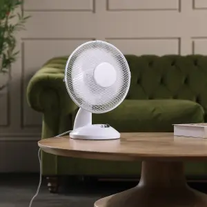 Hardys 9" Oscillating Desk Fan 2 Speed Tabletop Electric Office Pedestal Cooling Air