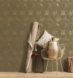 Galerie Metallic Fx Gold Dark Gold Metallic Industrial Texture Textured Wallpaper