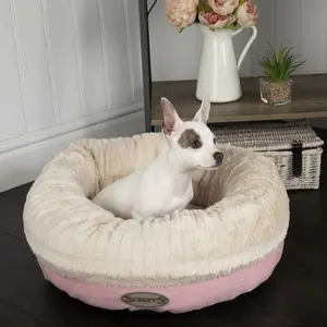 Ellen Polyester Pet Bed Pink/Ivory / 15cm H x 55cm W x 55cm D