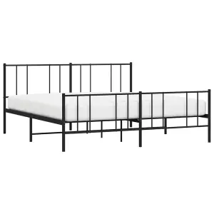 Berkfield Metal Bed Frame with Headboard and Footboard Black 200x200 cm