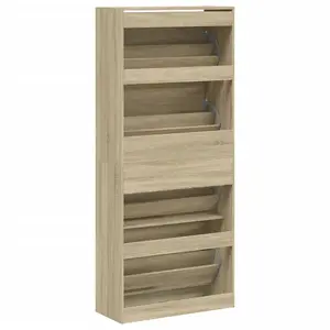 Berkfield Shoe Cabinet with 4 Flip-Drawers Sonoma Oak 80x34x187.5 cm