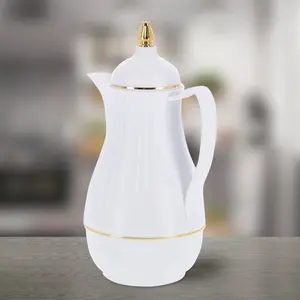 Royalford Glass Vacuum Flask, Vacuum Insulated Tea Carafe 1000ML -Heat & Cold Retention, Thermal Insulated Airpot, White