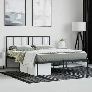 Berkfield Metal Bed Frame with Headboard Black 150x200 cm 5FT King Size