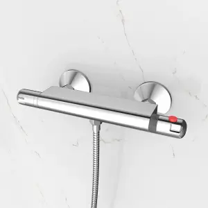 Nes Home Exposed Shower Thermostatic Bar Mixer Valve Chrome