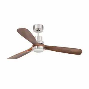 Luminosa Lantau Large Led Matt Nickel Ceiling Fan With DC Motor 15W 3000K, 6 Speed