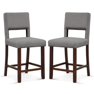 Costway Set of 2 Bar Stools Linen Counter Height Chair Upholstered Kitchen Island Stool