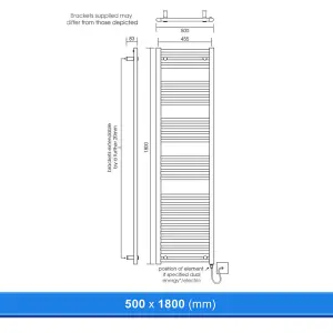 500x1800mm Straight Chrome Heated Towel Warmer Ladder Rail Radiator