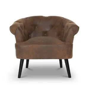 Faux Leather Suede Brown Sara Accent Chair