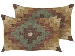 Set of 2 Cushions MAGURI Jute 30 x 50 cm Oriental Brown