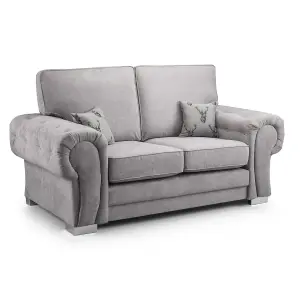 Milan Fabric 3 Piece Sofa Suite Grey Full Back Chesterfield Style