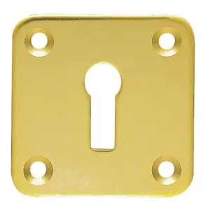 Standard Lock Profile Open Escutcheon 50 x 50mm Polished Brass Keyhole Cover