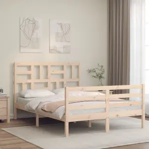 Berkfield Bed Frame with Headboard 140x200 cm Solid Wood