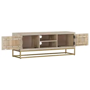 Berkfield TV Cabinet 110x30x40 cm Solid Bleached Wood Mango