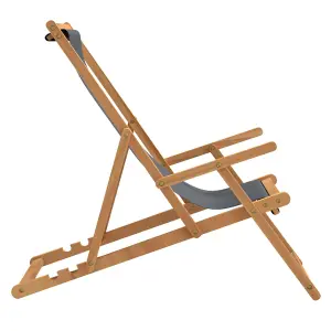 Berkfield Folding Beach Chair Solid Wood Teak Grey