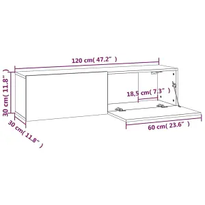 Berkfield TV Wall Cabinet Brown Oak 120x30x30 cm Engineered Wood