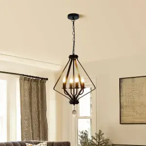 Garwarm Industrial 4-Light Pendant, 45 cm, Adjustable 120 cm Chai