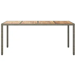 Berkfield Garden Table 190x90x75 cm Poly Rattan and Acacia Wood Grey