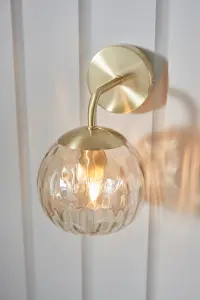 Anson Lighting Iowa Wall light finished in Satin brass plate and champagne lustre glass