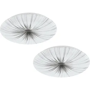 2 PACK Wall Flush Ceiling Light Colour White Shade White Silver Plastic LED 24W