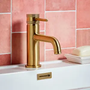 Premium Brushed Brass Thermostatic Shower Kit Basin & Bath Filler Mixer Tap Diamond Cut Handles