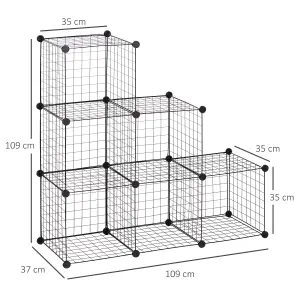 HOMCOM DIY 6 Cube Metal Wire Rack Interlocking Storage Cabinet Organiser Display