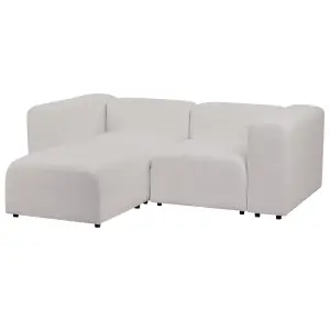 2 Seater Modular Boucle Sofa with Ottoman Light Grey FALSTERBO