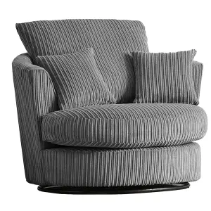 Luxor Jumbo Cord Grey Fabric Single Seater 360 Degree Swivel Chair Sofa Accessory