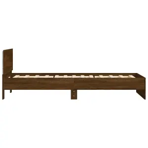 Berkfield Bed Frame without Mattress with LED Lights Brown Oak 100x200 cm