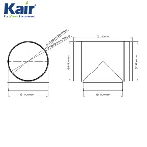 Kair Round Equal T-Piece 150mm - 6 inch Plastic Ducting Tee Junction Connector